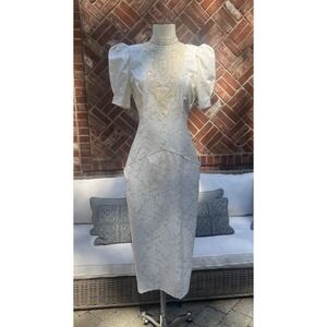 Vintage  Scott McClintock Dress Size 8 Cottagecore Floral 80s PLace USA-brocade